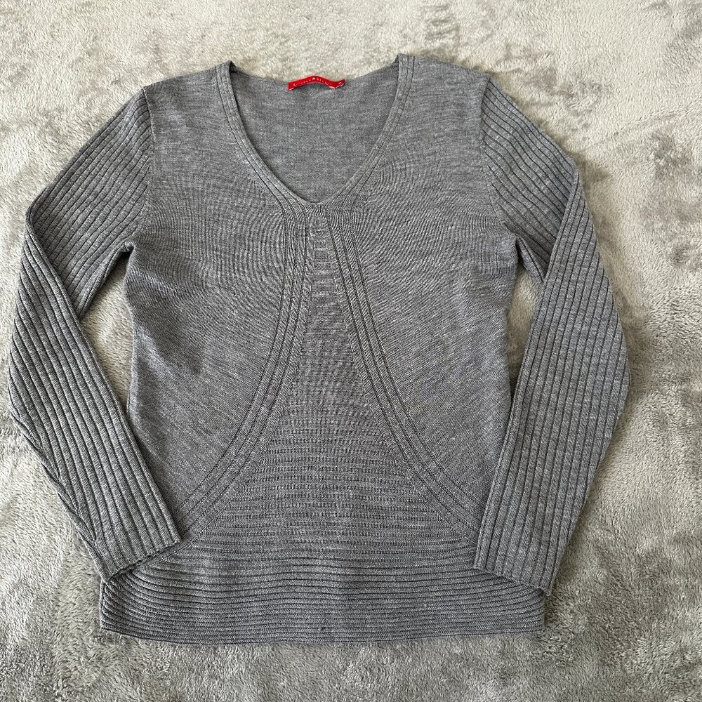 Krimson Klover XL Women's Gray 100% Wool Long Sleeve V-Neck Sweater